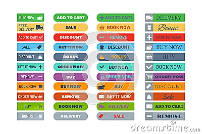 Shop buttons vector set. Vector Illustration