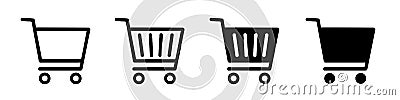 Shop cart icon set, buy and sale symbol. Full and empty shopping cart. Shopping basket icon sign â€“ vector Vector Illustration