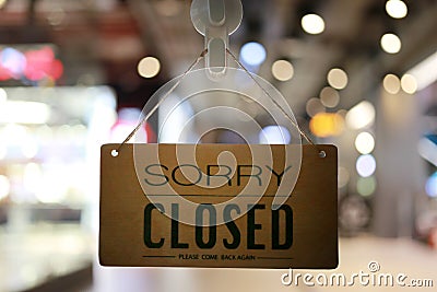 Shop closed of storefront sign Stock Photo