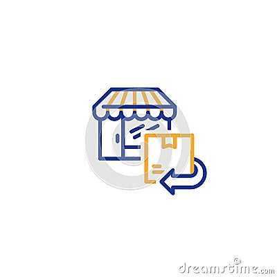 Shop collecting point, pick up order, box shipment, send parcel, product package icon Vector Illustration