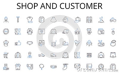 Shop and customer line icons collection. Dilating, Contraction, Birthing, Delivery, Midwifery, Obstetrics, Maternal Vector Illustration