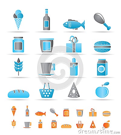 Shop, food and drink icons Vector Illustration