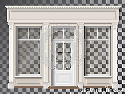 Shop front with column transparent window Vector Illustration