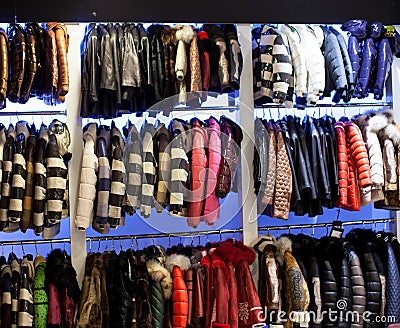 Shop with fur and leather coats Stock Photo