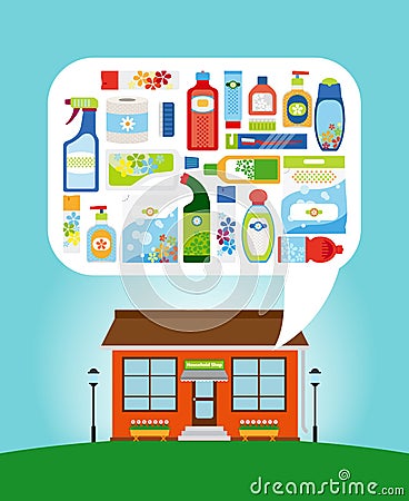 Shop with household chemicals Vector Illustration