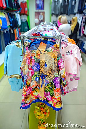 Shop of a kidswear Stock Photo