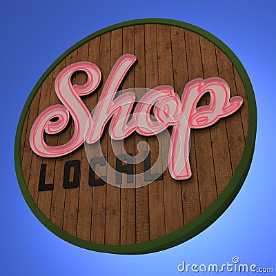 Shop Local Neon Sign Stock Photo