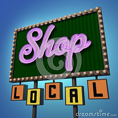 Shop Local Neon Sign Stock Photo