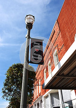 Shop Local Sign in Benson, NC Editorial Stock Photo