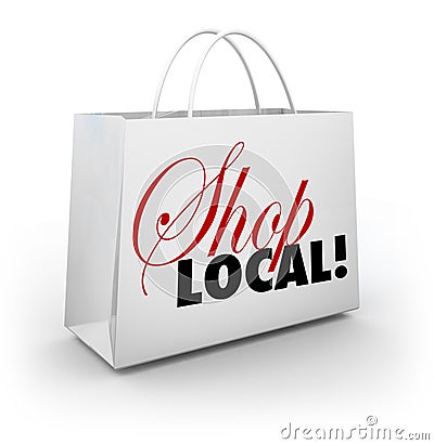 Shop Local Support Community Shopping Bag Words Stock Photo