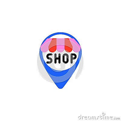 Shop Location flat icon, Vector Illustration