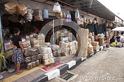 A shop selling various kinds of household wares basketware in Bali, Indonesia. Editorial Stock Photo