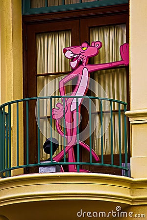 Shop sign of the Pink Panther Editorial Stock Photo