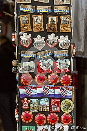 Souvenirs from Croatian capital Zagreb Editorial Stock Photo