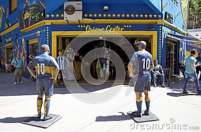 Shop at the stadium La Bombonera in La Boca, Buenos Aires, Argentina Editorial Stock Photo