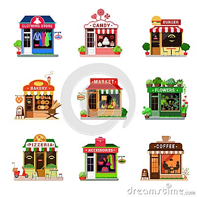Shop store entrance icon for app game flat vector Vector Illustration