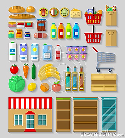 Shop, supermarket set Vector Illustration