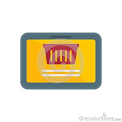 Shop tablet basket icon flat isolated vector Vector Illustration