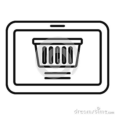 Shop tablet basket icon, outline style Vector Illustration