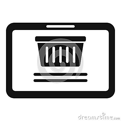 Shop tablet basket icon, simple style Vector Illustration
