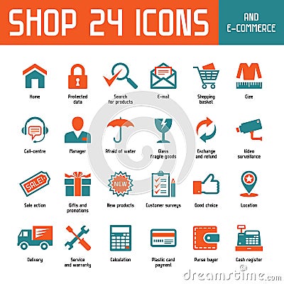 Shop 24 Vector Icons Vector Illustration