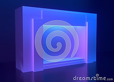 Shop window display, Empty storefront, Showcase on the street. mock up 3d rendering Stock Photo
