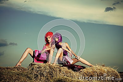 Shopaholic. Shopping, holiday and hairdresser. Stock Photo