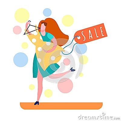 Shopaholic in Store Cartoon Vector Illustration Vector Illustration