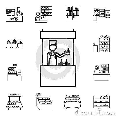 Shopkeeper icon. Detailed set of mall shopping center icons. Premium quality graphic design. One of the collection icons for Stock Photo