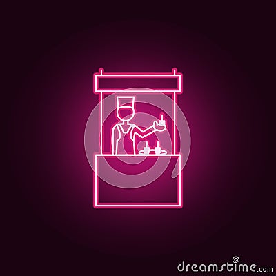 shopkeeper outline icon. Elements of Mall Shopping center in neon style icons. Simple icon for websites, web design, mobile app, Stock Photo