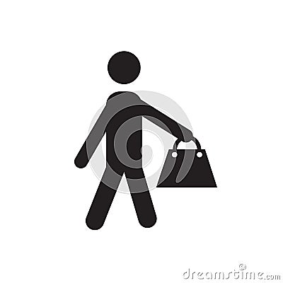 Shopper with bags icon vector sign and symbol isolated on white background, Shopper with bags logo concept Vector Illustration