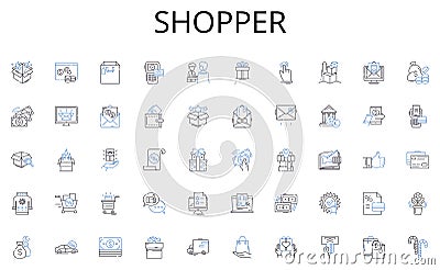 Shopper line icons collection. Sharing, Bartering, Borrowing, Renting, Swapping, Trading, Co-creation vector and linear Vector Illustration