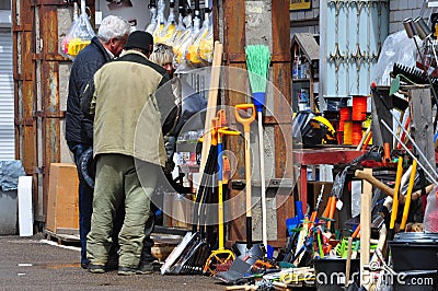 Shoppers at the Farmimg Equipment Market. Editorial Stock Photo