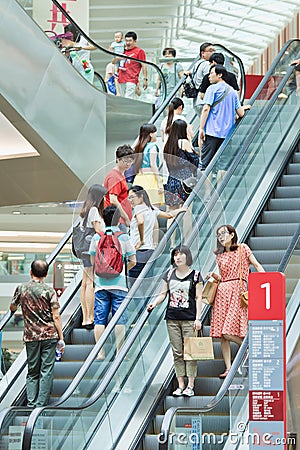 Shoppers at Livat Shopping Mall, Beijing, China Editorial Stock Photo