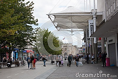 Shoppers in the Southampton town centre in Hampshire in the United Kingdom Editorial Stock Photo