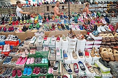 Shoppers at weekly market Editorial Stock Photo