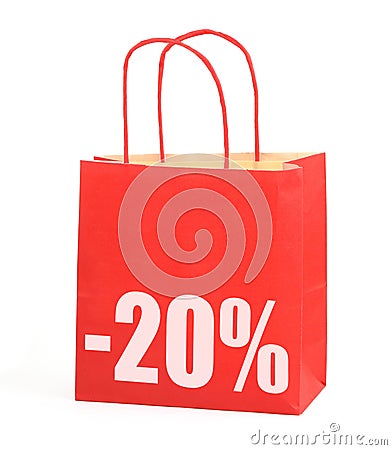 Shopping bag with -20% sign Stock Photo