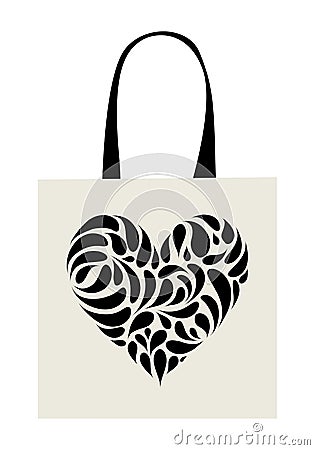 Shopping bag design, heart shape ornament Vector Illustration