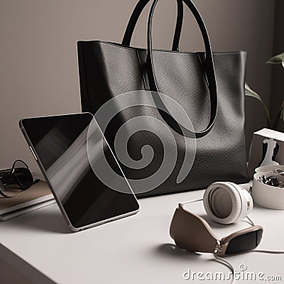 shopping bag with electronic gadgets Stock Photo