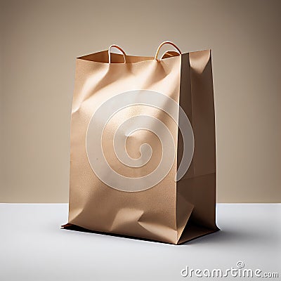 Shopping Bag, Handbag Mockup, Shoppingbag with Copy Space, Paper Tote, Abstract Generative AI Illustration Stock Photo