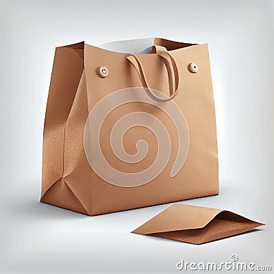 Shopping Bag, Handbag Mockup, Shoppingbag with Copy Space, Paper Tote, Abstract Generative AI Illustration Stock Photo