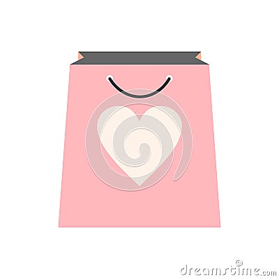 Shopping bag with heart icon Vector Illustration