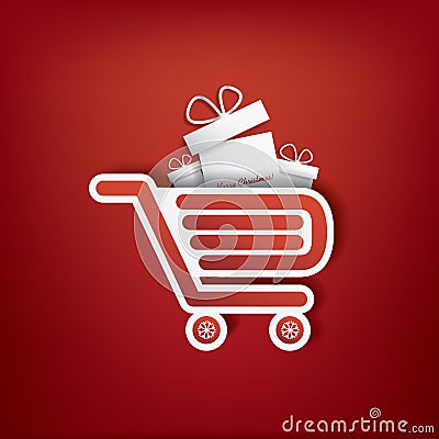 Shopping bag icon with Christmas sales Vector Illustration
