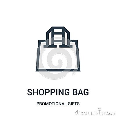 shopping bag icon vector from promotional gifts collection. Thin line shopping bag outline icon vector illustration. Linear symbol Vector Illustration