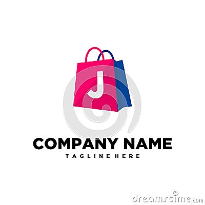 Shopping Bag Letter J Logo Template. Vector Illustration