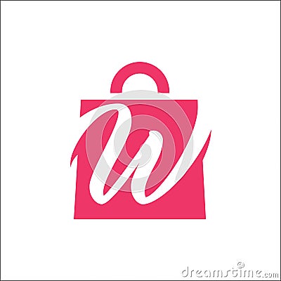 Shopping bag Letter W Logo Vector Illustration