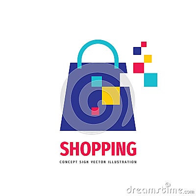 Shopping bag logo design element. Digital online shop sign. Vector illustration. Vector Illustration