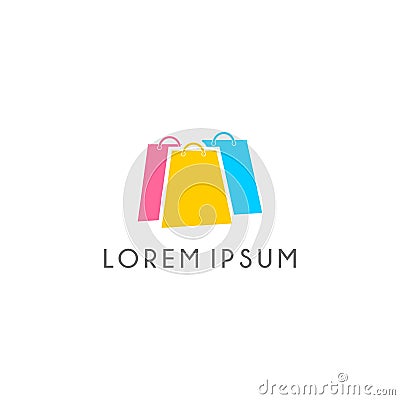 Shopping bag logo design vector. Online shops icon. Stock Photo