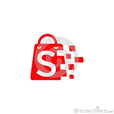 Shopping bag logo incorporated with S letter design Vector Illustration