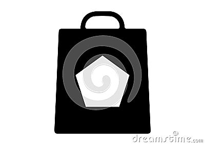 Shopping bag with pentagon icons Stock Photo